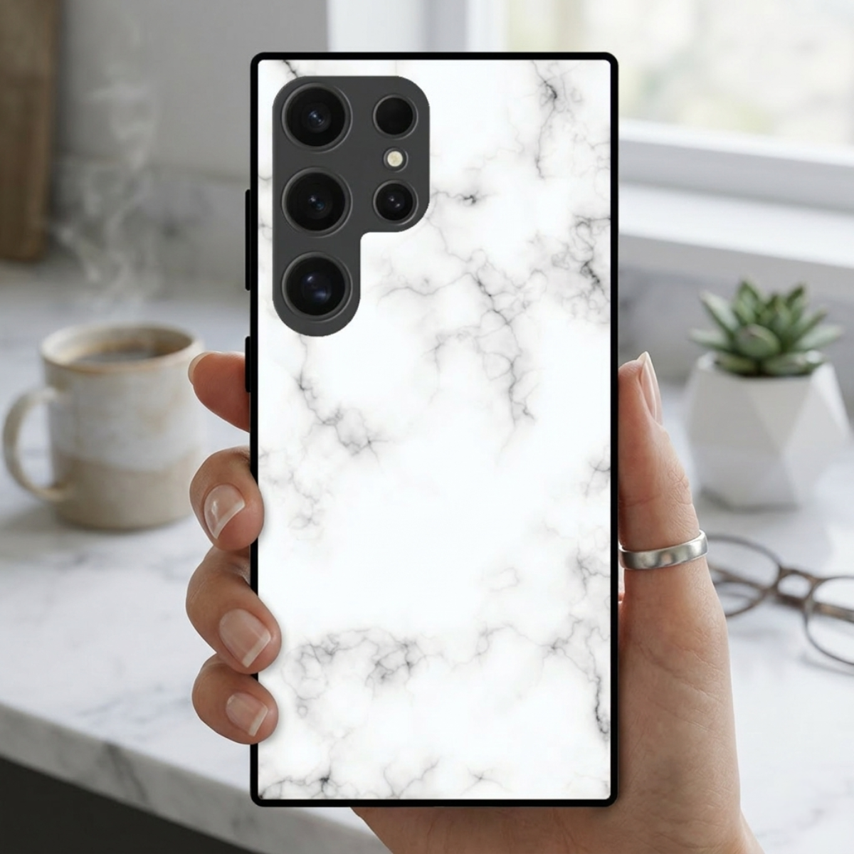 White Marble Samsung Phone Cover