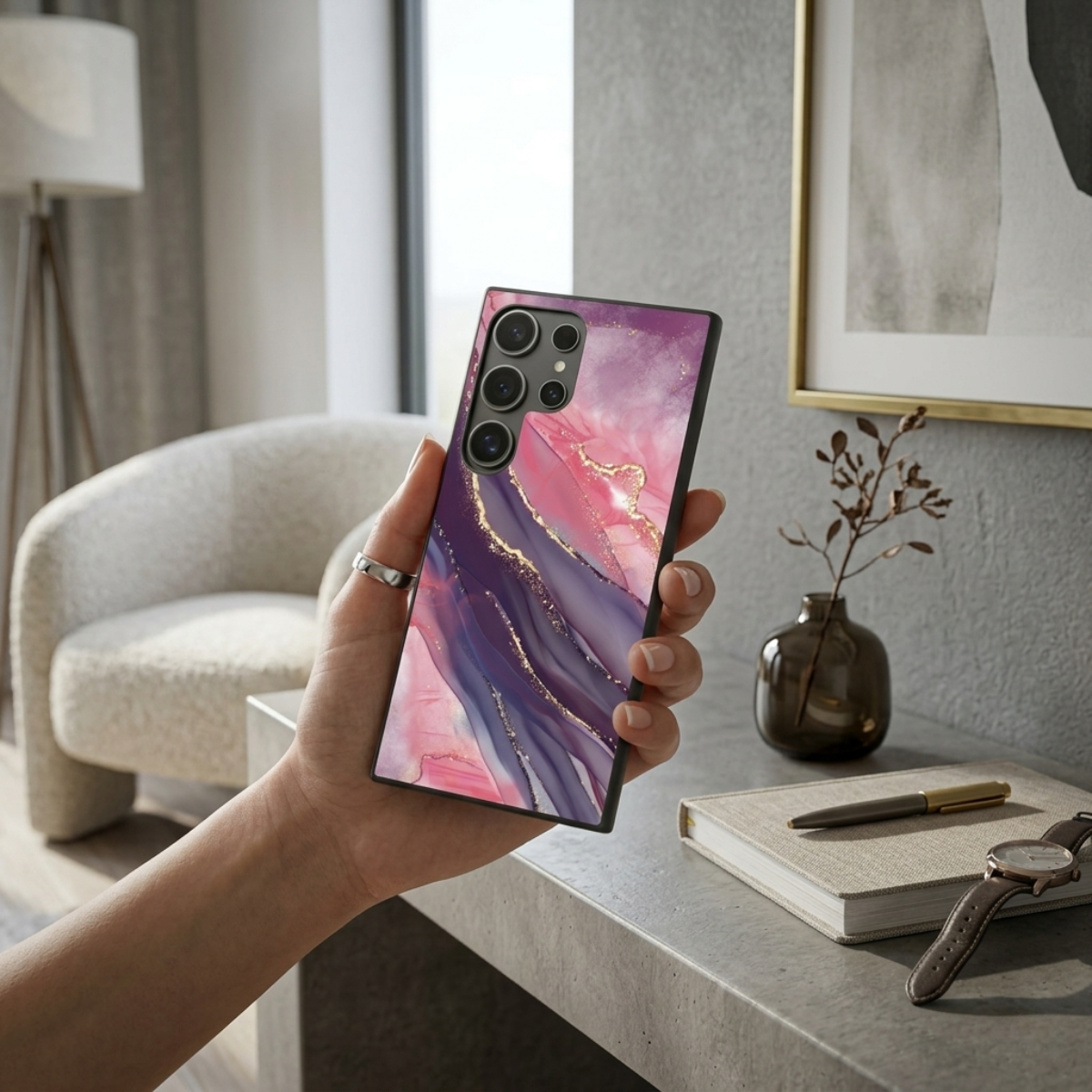 Pink Marble Samsung Phone Cover