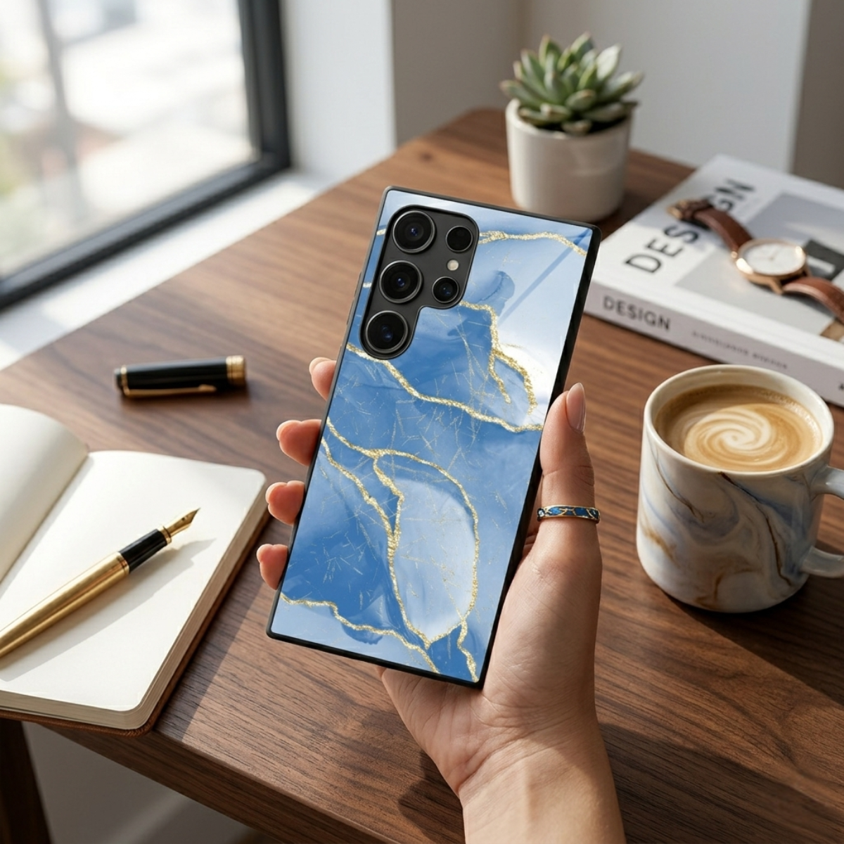 Blue Decor Marble Samsung Phone Cover