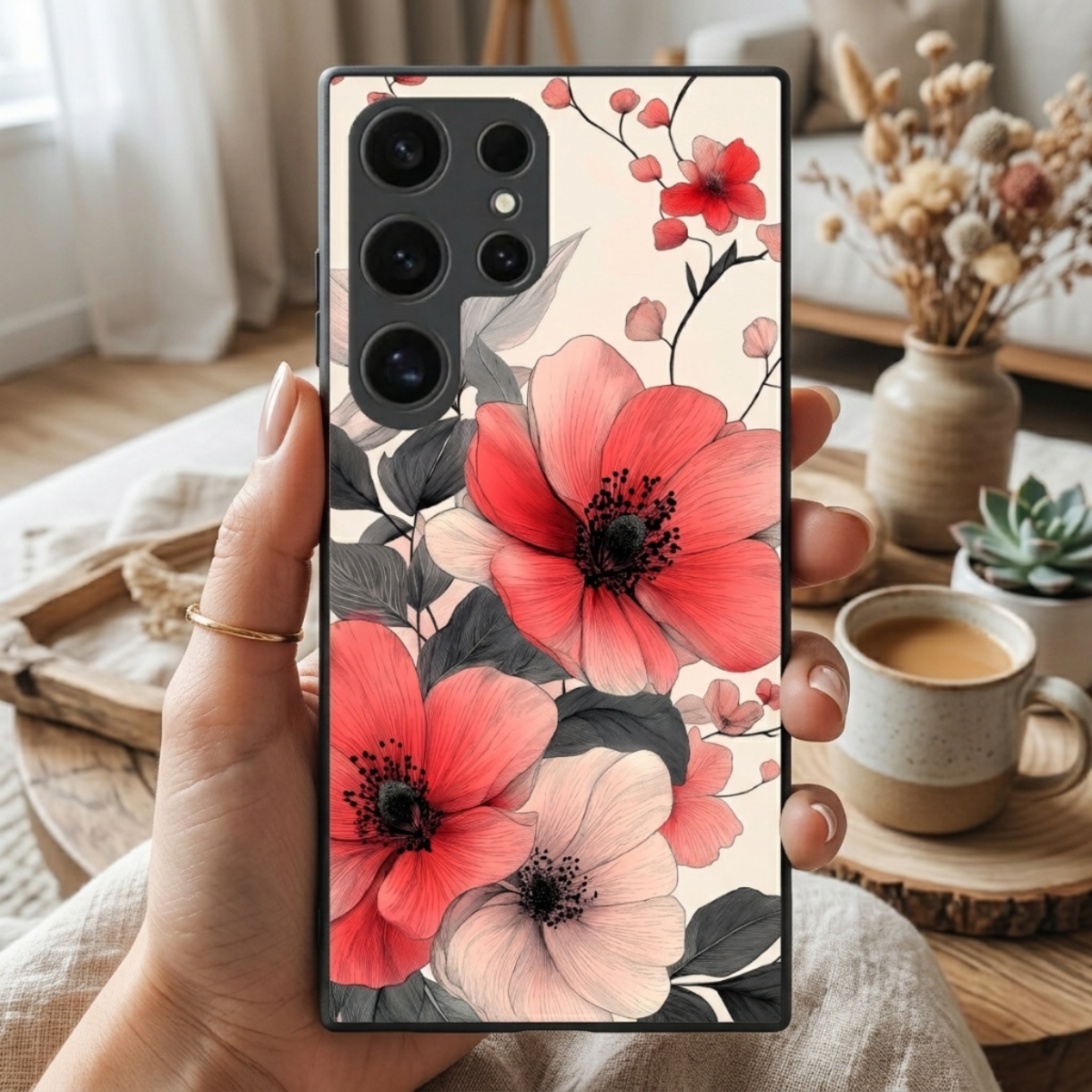 Red Poppy Floral Samsung Phone Cover