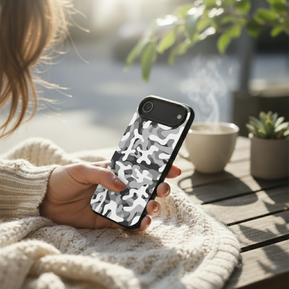White & Grey Camo iPhone Cover